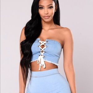 Lainey Denim Top from Fashion Nova